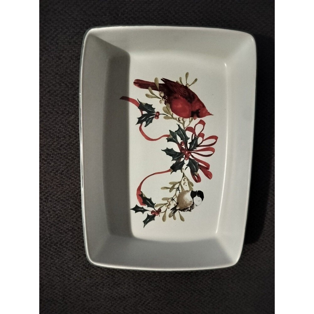 New Lenox Winter Greetings Lasagna Casserole Baker Dish 13.5 x 9.5 NIB Cardinals